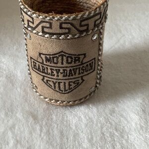 Harley-Davidson Brown leather pen and pencil holder